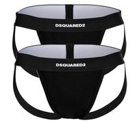 DSQUARED2 Herren Jockstrap, 2er Pack - Twin Pack Jockstrap, Cotton Stretch, Logobund L Schwarz
