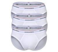 DSQUARED2 Herren Slips, 3er Pack - 3-Pack Brief, Cotton Stretch, Logobund Weiß L