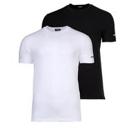 DSQUARED2 Herren T-Shirts, 2er Pack - Twin Pack T-Shirt, Rundhals-Ausschnitt, Cotton Stretch Schwarz/Weiß L