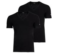 DSQUARED2 Herren T-Shirts, 2er Pack - Twin Pack V-Neck T-Shirt, V-Ausschnitt, Cotton Stretch Schwarz L
