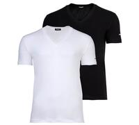 DSQUARED2 Herren T-Shirts, 2er Pack - Twin Pack V-Neck T-Shirt, V-Ausschnitt, Cotton Stretch Schwarz/Weiß L