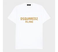 Dsquared2 Milano Logo T-Shirt Druck Weiß Ocker 2XL