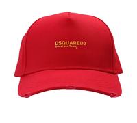 DSQUARED2 Baseballcap Sweat and Tears Logo Cap Kappe Basebalkappe Hat Rot Gelb