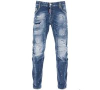 Dsquared2 Tidy Biker Jean Paint Splash verstärkte zerrissene blaue Jeans 34W/30L