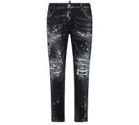 Dsquared2 Tidy Biker Jean Paint Splash verstärkte zerrissene schwarze Jeans 42W/30L