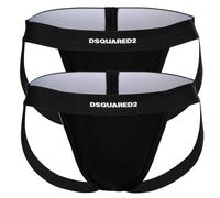 DSQUARED2 Herren Jockstrap, 2er Pack - Twin Pack Jockstrap, Cotton Stretch, Logobund Schwarz XL