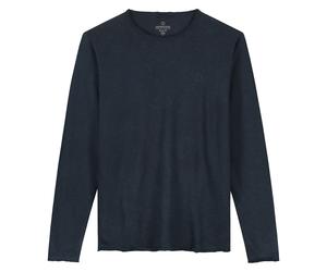 DSTREZZED Herren Langarmshirt - Newman Crew, Rundhals, Heavy Slub Jersey, Baumwolle Dunkelblau / L L Blau