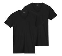 DSTREZZED Herren T-Shirt, V-Neck, 2er Pack - Eastwood, Slim Fit, Baumwolle-Viskose-Mix L Schwarz