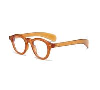 DSXLY Rundes Brillengestell für Damen, Retro-Sonnenbrille, Nieten, Dekoration, oranger Brillenrahmen, 12, Einheitsgröße