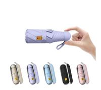 DTEGHMC Faltbarer Reiseschirm, Mini-Reiseschirm für Tasche mit Tasche, winddichter Anti-UV-Regenschirm, Mini-Regenschirm für Damen und Herren, violett, Mini Tascabile