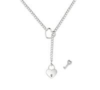 Dtexhif Herz-O-Ring-Schlupfkette, Choker-Halskette für Damen und Herren, Edelstahl, kubanische Kette, Y-Form, Punk-Rock-Kragen, verstellbarer Lariat, Y-Halskette, Abschlussball, Halsketten, M