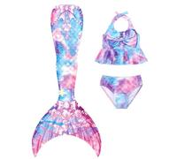 Dtiaagto Mädchen Badeanzug 3PCS Meerjungfrau Badeanzug Kinder Rüschen Prinzessin Badeanzug Strand Neckholder 4-5 T