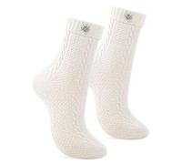 DTOFOOT Trachtensocken mit Edelweiß Pins, Trachten Socken Oktoberfest Strümpfe für Damen Herren Kinder (Weiß)