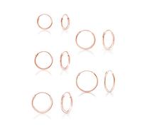 DTPsilver® 5 Paare WINZIGE/KLEINE Creolen Ohrringe 925 Sterling Silber Rosen-Gold überzogen - Knorpel/Wendel/Tragus - Dicke 1.5 mm - Durchmesser 10, 12, 14, 16, 18 mm