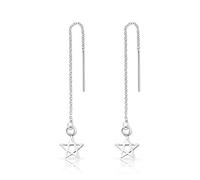 DTPsilver - Damen - Ohrringe Ohrhänger Durchzieher Kette 925 Sterling Silber stern