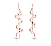 DTPsilver® KLEINE Haken Ohrringe 925 Sterling Silber und Rosen-Gold überzogen - Baumeln Spirale - Ohrringe Messen 6 x 26 mm