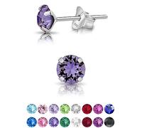 DTPsilver - KLEINE Ohrringe 925 Sterling Silber mit Kristallen von Swarovski® Elements Runde Ohrstecker - Durchmesser 5 mm - Farbe : Tansanit