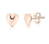 DTPsilver® KLEINE Ohrringe 925 Sterling Silber Rosen-Gold überzogen - Herz Ohrstecker - Messung: 6 x 7 mm