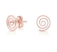 DTPsilver® KLEINE Ohrringe 925 Sterling Silber Rosen-Gold überzogen - Spirale Ohrstecker - Messung 7 x 8 mm