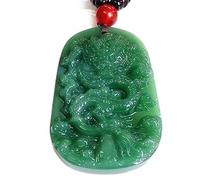 DUANGYMM Halskette, Jade-Halskette Feng Shui Jadeit-Anhänger, Spinat-Anhänger, authentisch