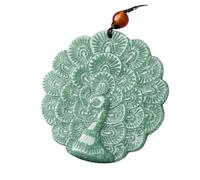 DUANGYMM Halskette, Jade-Halskette Feng Shui Jadeit-Pfauenanhänger-Halskette, authentisches Chakra-Kristall-Amulett, Glücksbringer for Reichtum