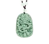 DUANGYMM Halskette, Jade-Halskette Feng Shui Öl Grüne Jade Halskette Anhänger for Damen Echter Yoga Jadeit Drachenplakette Modisch Glückverheißend