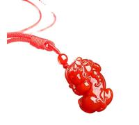 DUANGYMM Halskette, Jade-Halskette Feng Shui Pixiu/Pi Yao Halskette, natürlicher roter Achat-Glücksanhänger