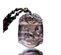 DUANGYMM Halskette, Jade-Halskette Feng Shui Reichtum Halskette mit Anhänger aus weißem Kristall, authentisches Sternzeichen-Chakra-Kristallamulett, Glücksbringer(Dog)