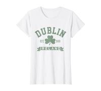 Dublin Irland Kleeblatt Irish St. Patricks Day dunkelgrün Preisgünstiges Grafik-T-Shirt, Damen, Weiß, XS