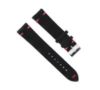 DUBTEDHOU Retro-Lederarmband, Wildleder-Dornschließe, Ersatz-Uhrenarmband, mehrfarbig, 18 mm, 20 mm, 22 mm, 24 mm, mit Werkzeug(Black-red Line-18mm)