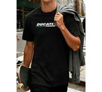 DUCATI Corse Logo Schwarzes Baumwoll-T-Shirt 100 % Baumwolle, Relaxed Fit, Komfort-Passform, Street Hip-Hop, Kunstdruck