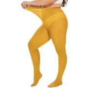 DUCMODA Damen Strumpfhose Elastisch Semi-Blickdicht Strumpfhosen Plus Größen XL-4XL Kurkuma 2XL