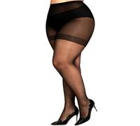 DUCMODA Damen Strumpfhose Große Größen 20D fein transparent - elastisch,hoch tailliert,bequem - Sheer Plus Size/Curvy/Übergröße XL-8XL,Schwarz 5X-6X