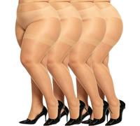 DUCMODA Damen Strumpfhose Große Größen 20D fein transparent - elastisch,hoch tailliert,bequem - Sheer Plus Size/Curvy/Übergröße XL-8XL,4xHautfarbe 5X-6X