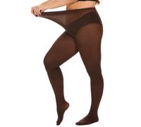 DUCMODA Damen Strumpfhose Große Größen Semi Blickdichte Strumpfhosen Bunt Curvy Tights Oversize Braun XL