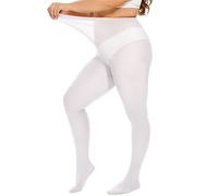 DUCMODA Damen Strumpfhose Große Größen Semi Blickdichte Strumpfhosen Bunt Curvy Tights Oversize Weiß 4XL