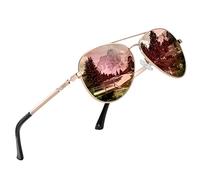 DUCO Cool Brille Polarisierte Sonnenbrille Herren und Damen Klassische Unisex UV400 Filter Kategorie 3 3025K (Gold,Verspiegelt Rosa)