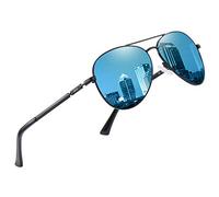 DUCO Cool Brille Polarisierte Sonnenbrille Klassische Unisex Fliegerbrille UV400 Filter Kategorie 3 3025K (Gestell: Schwarz, Gläser: Blau)