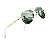 DUCO Cool Polarisierte Sonnenbrille Herren Klassische Unisex Fliegerbrille UV400 Filter Kategorie 3 3025K (Gold Rahmen Grün Linse)