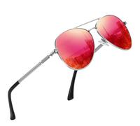 DUCO Cool Polarisierte Sonnenbrille Herren Klassische Unisex Fliegerbrille UV400 Filter Kategorie 3 3025K (Silber Rahmen Mercury Rot Linse)