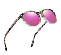 DUCO Retro Polarisierte Damen Sonnenbrille Vintage UV400 Schutz Sonnenbrillen Leichtgewicht Acetat Rahmen 1230 (Grau Tortoise Rahmen Revo Pink Linse)