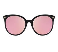 DUCO Retro Sonnenbrille Damen Polarisierte Runde Sonnenbrille Vintage UV400 Schutz Acetat Rahmen DC2340 (Schwarz Rahmen Revo Rosa Linse)