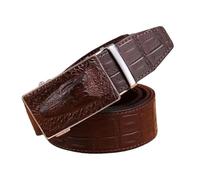 DUddTTW Klassischer Gürtel aus Leder mit Nähten für Herren mit graviertem Tiergürtel für Herren, Schnalle, Schiebe-Hüftgurt, passend für Gürtel