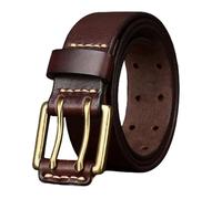 DUddTTW Retro-Gürtel, Doppelzacken-Herrengürtel, 2 Löcher, Leder mit Rollschnalle, Herrengürtel, 3,8 cm breit, Gürtel für Männer, 4 mm Dicker Gürtel für Männer
