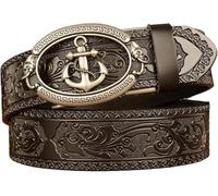 DUddTTW Retro Gürtel Männer Rindsleder Gürtel Persönlichkeit Anker Gürtel Für Männer Gras Muster Hosen männer Gürtel Einstellbar Herren Gürtel