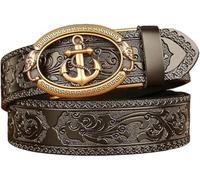 DUddTTW Retro Gürtel Männer Rindsleder Gürtel Persönlichkeit Anker Gürtel Für Männer Gras Muster Hosen männer Gürtel Einstellbar Herren Gürtel
