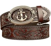 DUddTTW Retro Gürtel Männer Rindsleder Gürtel Persönlichkeit Anker Gürtel Für Männer Gras Muster Hosen männer Gürtel Einstellbar Herren Gürtel