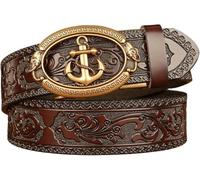 DUddTTW Retro Gürtel Männer Rindsleder Gürtel Persönlichkeit Anker Gürtel Für Männer Gras Muster Hosen männer Gürtel Einstellbar Herren Gürtel