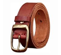 DUddTTW Vintage Gürtel 1,3 Zoll breiter Gürtel Herren Rindsledergürtel Herren Verstellbarer Gürtel für Männer Massives Messing Single Prong Schnalle Herrengürtel
