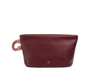 DUDU Beauty Case Donna Uomo in Pelle Con Cerniera Zip, Borsa da Toilette Grande Colori Vivaci, Ideale per Viaggi, Palestra, Terme, Interno Idrorepellente Burgundy